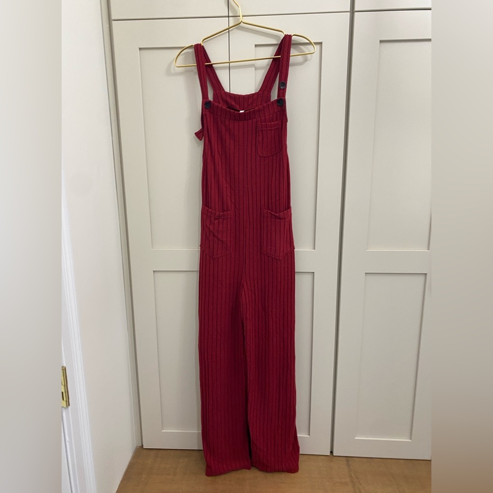 HALARA Burgundy Striped Jumpsuit